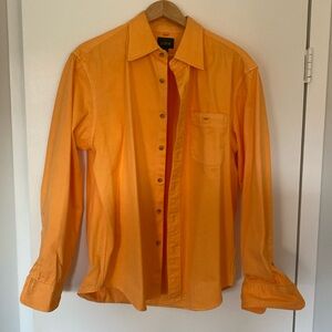 Orange JCrew Garment Dyed Selvedge Twill Shirt